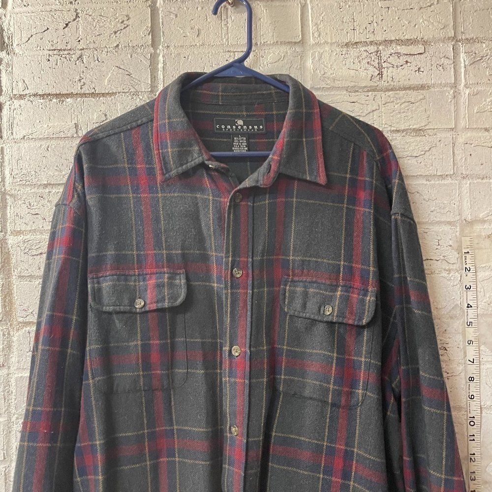 Vintage  90s |•CONSENSUS SPORTSWEAR•| Flannel Button Down Shirt Large